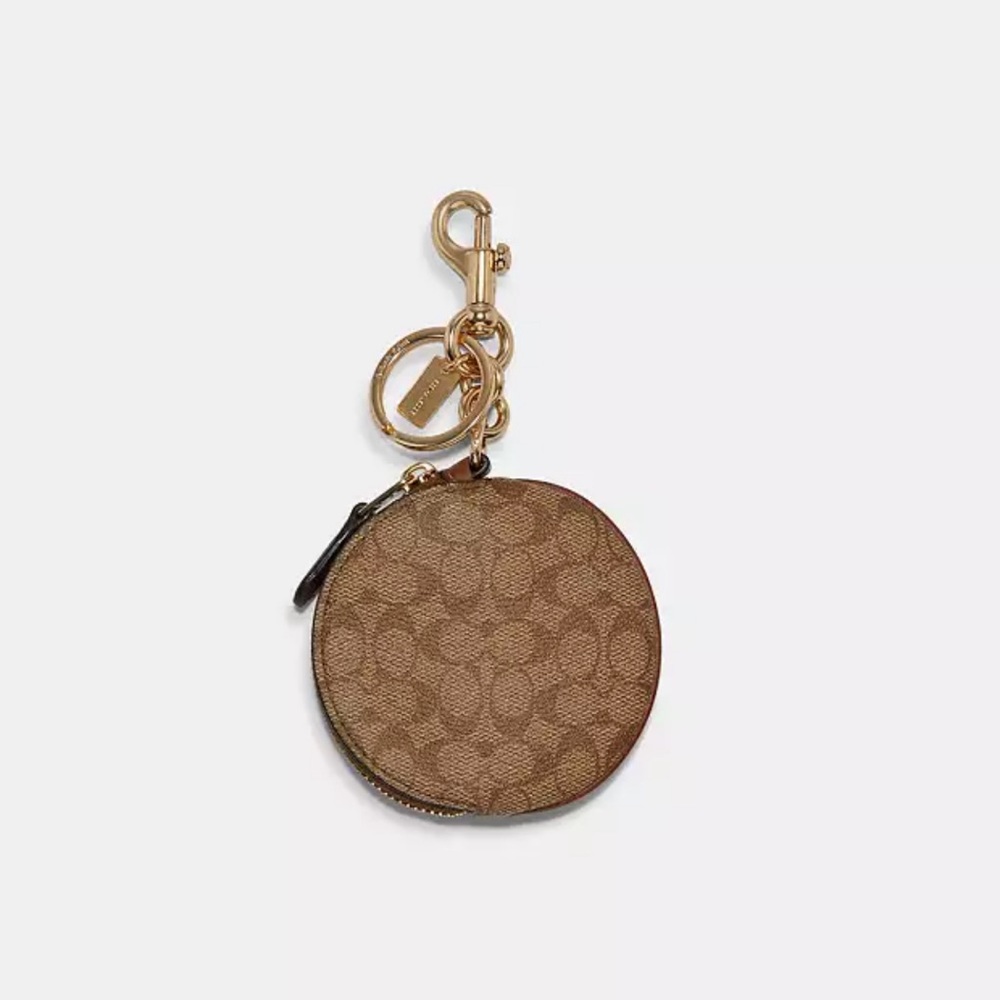 Circular Coin Pouch Bag Charm In Signature Canvas